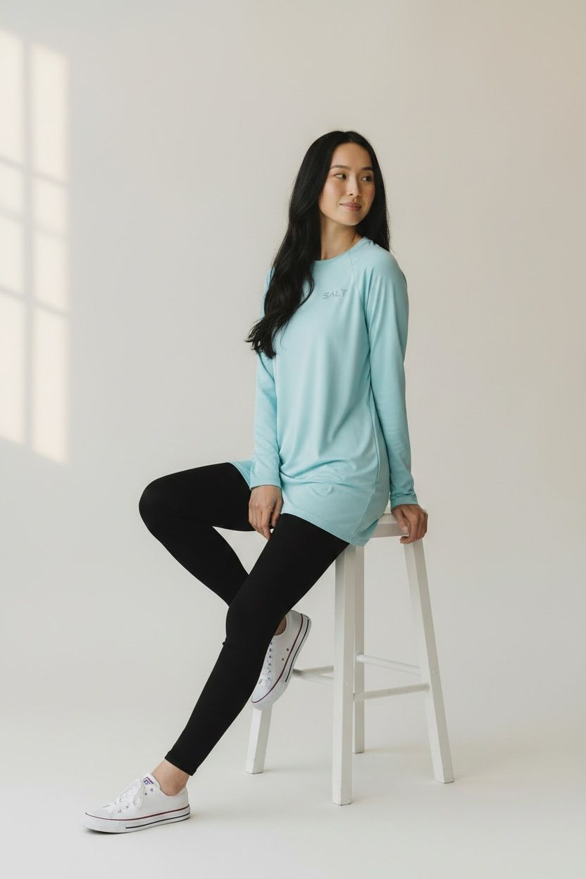 womens long sleeve raglan mint with black tights 2 womens long sleeve raglan mint with black tights 2