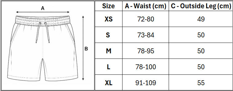 essential track shorts sizing